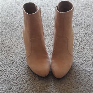 Blush color block heels booties